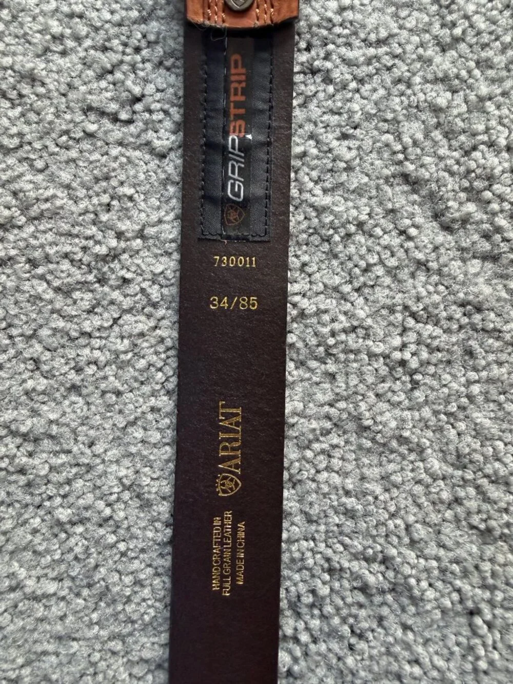 Ariat Men’s Grip Strip Tan Full Grain Leather Belt Size 34 Model 730011
